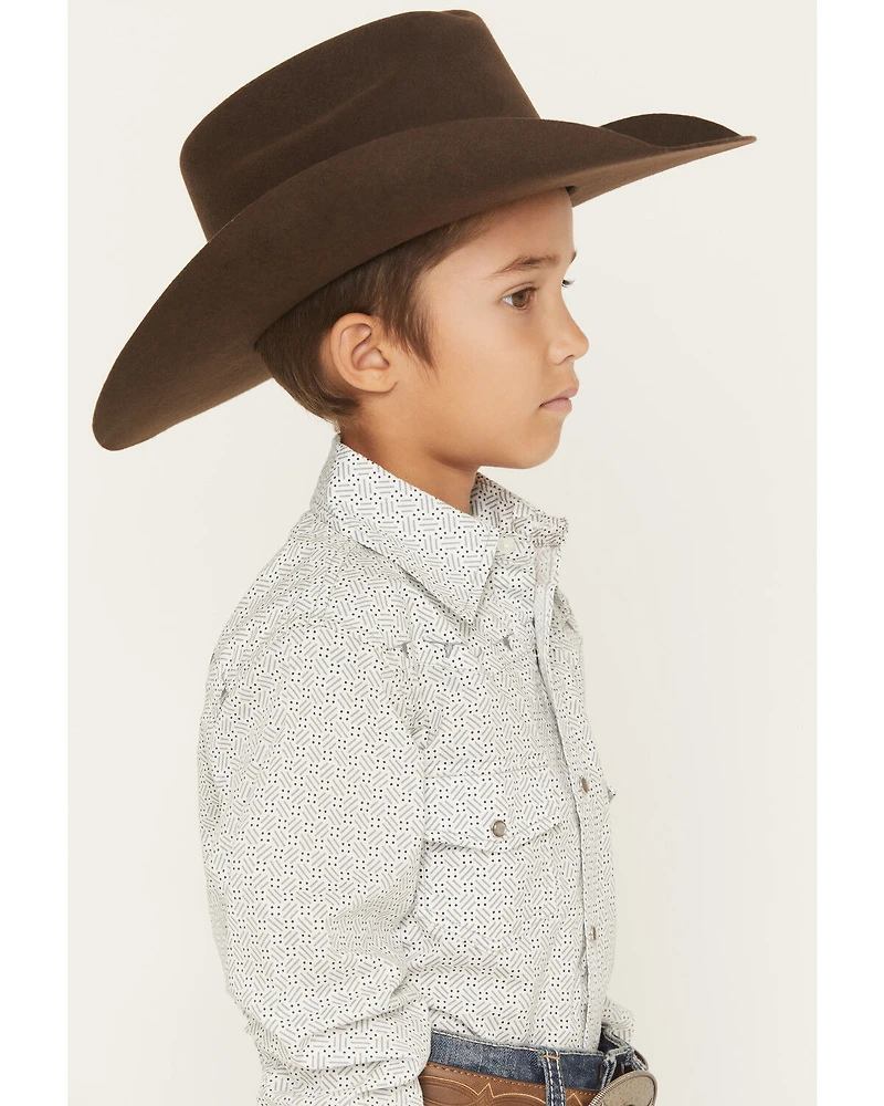 Cowboy Hardware Boys' Geo Print Long Sleeve Pearl Snap Stretch Western Shirt