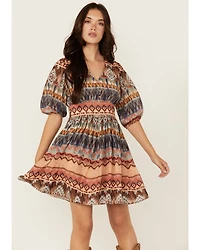Shyanne Women's Southwestern Print Long Sleeve Mini Dress