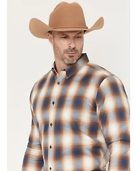 Cody James Men's Warner Plaid Print Long Sleeve Button-Down Stretch Western Shirt