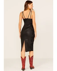 Wonderwest Women's Studded Leather Midi Dress