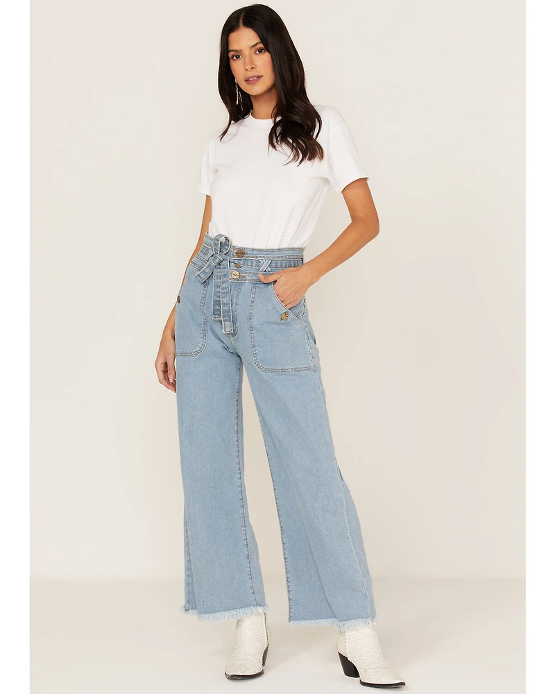 Lola Women's Light Wash High Rise Reese Wide Jeans