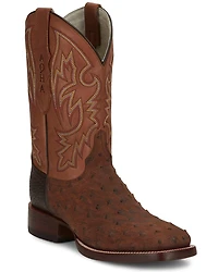 Justin Men's King Exotic Ostrich Western Boots - Broad Square Toe