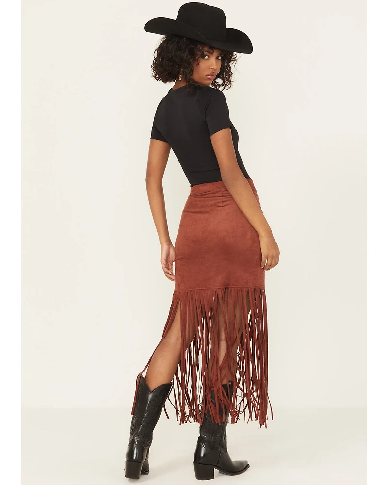 Shyanne Women's Faux Suede Fringe Mini Skirt