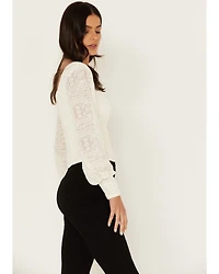 Idyllwind Women's Dallas Smocked Lace Puff Sleeve Top