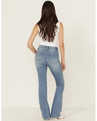 Shyanne Women's Luna Embellished High Rise Flare Stretch Denim Jeans