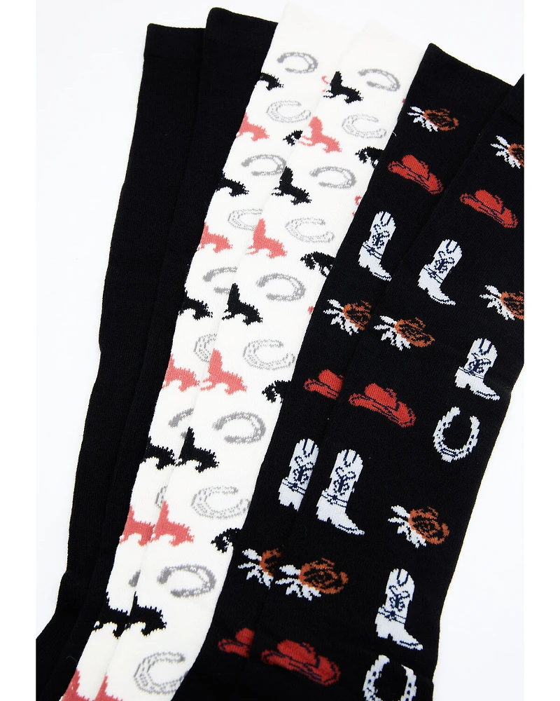 Shyanne Women's Cowgirl Gear Knee High Socks - 3 Pack
