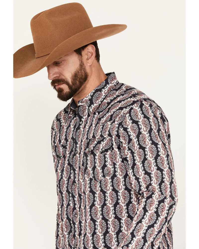 Moonshine Spirit Men's Paisley Print Long Sleeve Western Snap Shirt