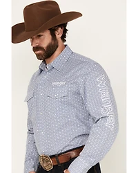 Wrangler Men's Geo Print Logo Long Sleeve Snap Western Shirt