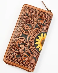 Shyanne Women's Sunflower Tooled Leather Wallet