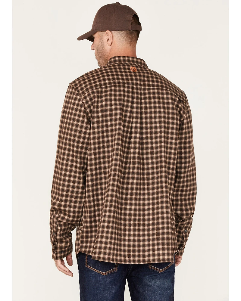 Hawx Men's FR Plaid Print Long Sleeve Woven Button-Down Work Shirt