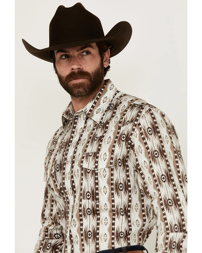 Wrangler Men's Checotah Southwestern Print Long Sleeve Snap Western Shirt