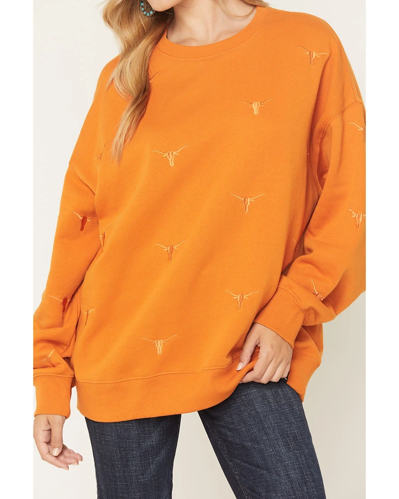 Gameday Women's Texas Longhorns Embroidered Crewneck