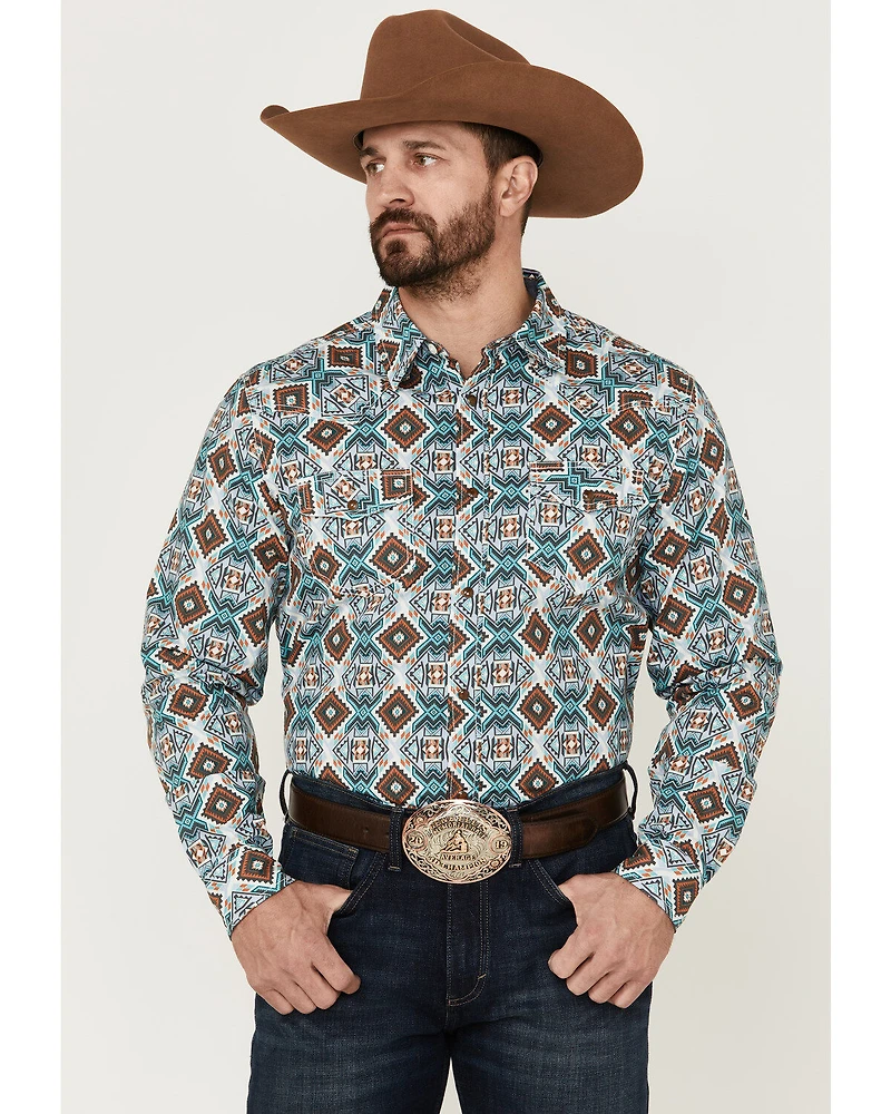 Cody James Men's Great Plains Southwestern Print Long Sleeve Snap Western Shirt