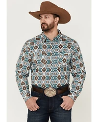 Cody James Men's Great Plains Southwestern Print Long Sleeve Snap Western Shirt