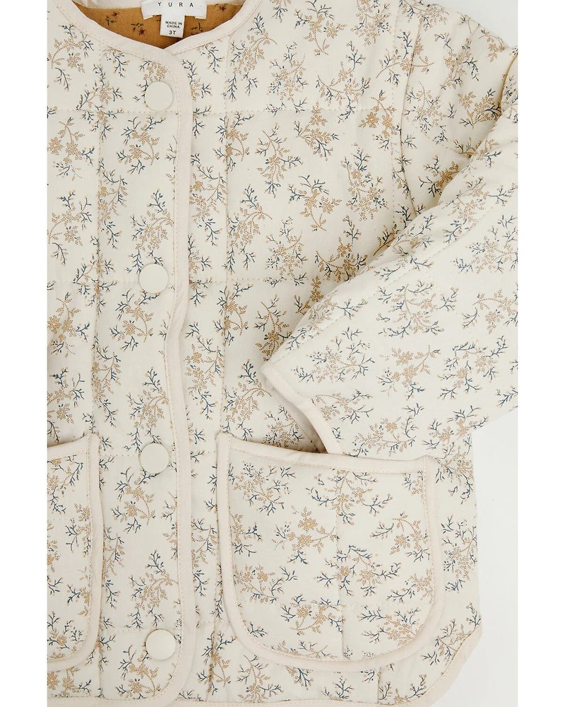 Yura Toddler Girls' Floral Print Quilted Jacket