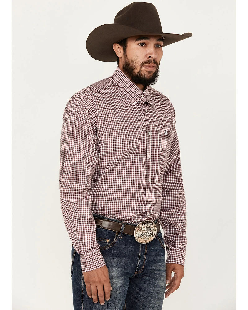 Cinch Men's Checkered Print Long Sleeve Button-Down Shirt