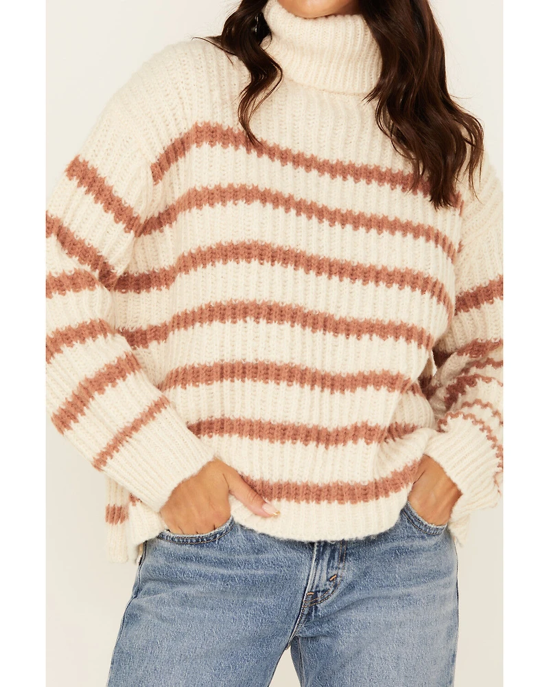Sadie & Sage Women's Striped Turtleneck Sweater