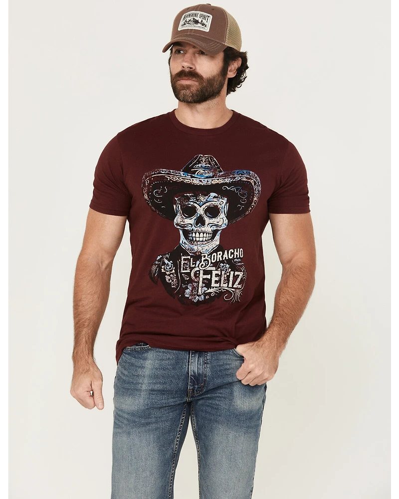 Moonshine Spirit Men's Boracho Feliz Mariachi Short Sleeve Graphic T-Shirt