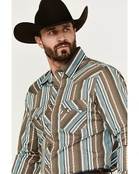 Rock & Roll Denim Men's Serape Striped Print Long Sleeve Pearl Snap Western Shirt
