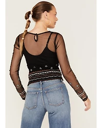 Shyanne Women's Beaded Mesh Crop Top