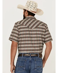 Cody James Men's Grit Plaid Print Short Sleeve Snap Western Shirt