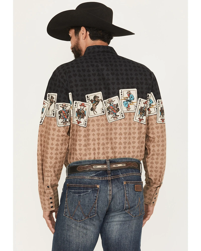Panhandle Slim Men's Cards Border Long Sleeve Snap Western Shirt