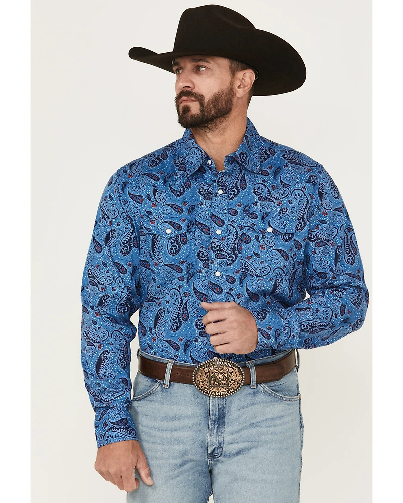 Wrangler Retro Men's Paisley Print Long Sleeve Snap Western Shirt - Tall