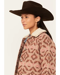 Shyanne Women's Southwestern Print Blanket Sherpa Lined Jacket