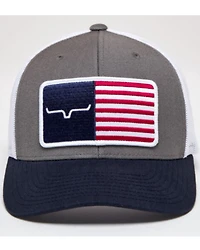 Kimes Ranch Men's American Flag Logo Patch Mesh Back Trucker Cap