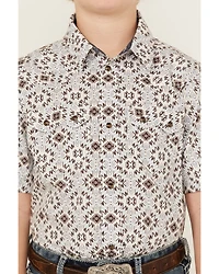 Cody James Boys' High Plains Southwestern Print Short Sleeve Snap Western Shirt