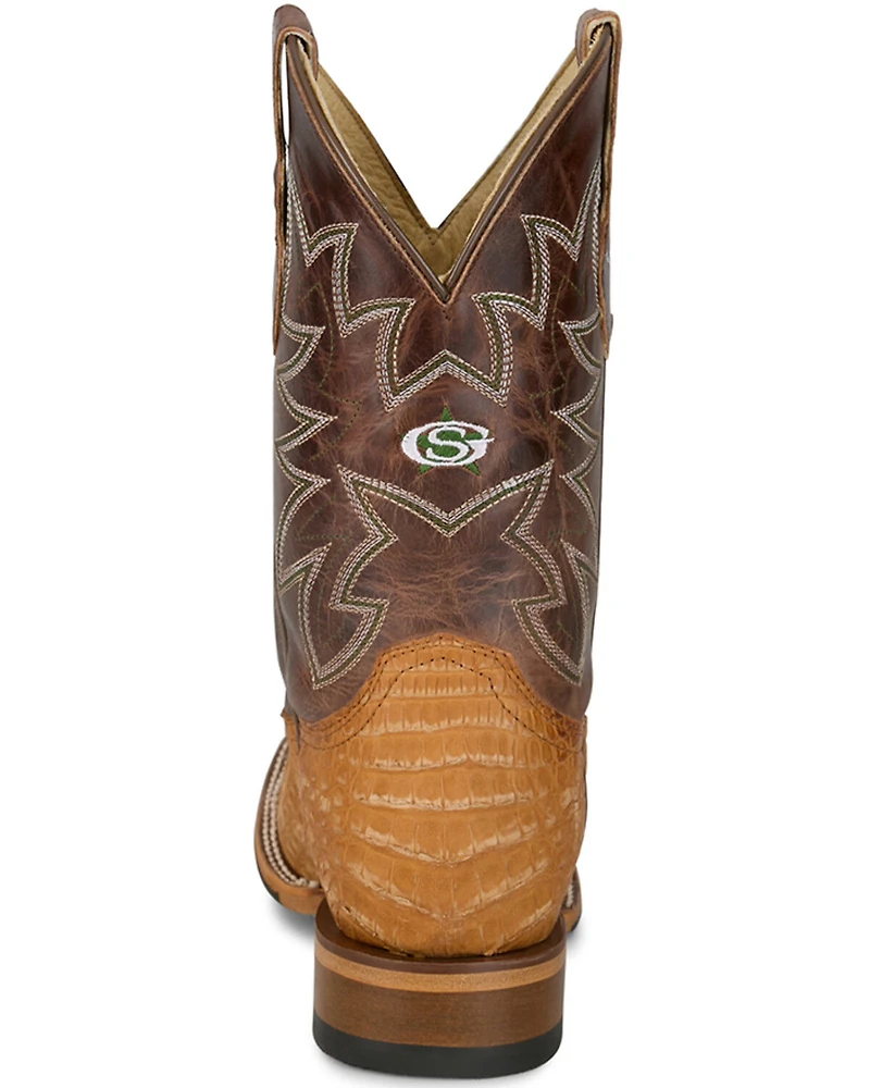 Justin Men's San Antone Exotic Caiman Western Boots - Broad Square Toe