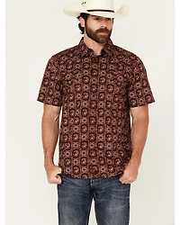 Moonshine Spirit Men's Gig Medallion Print Short Sleeve Snap Western Shirt
