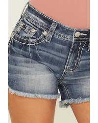 Miss Me Women's Medium Wash Mid Rise Americana Denim Shorts