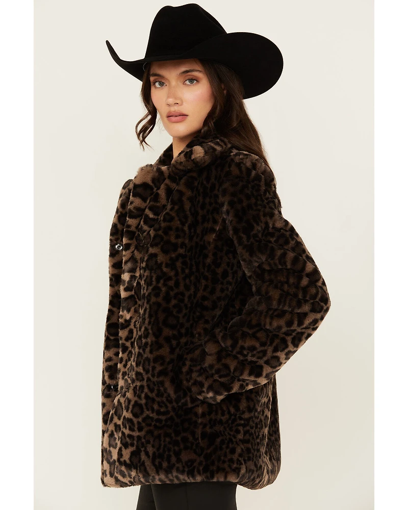 Shyanne Women's Leopard Print Faux Fur Jacket