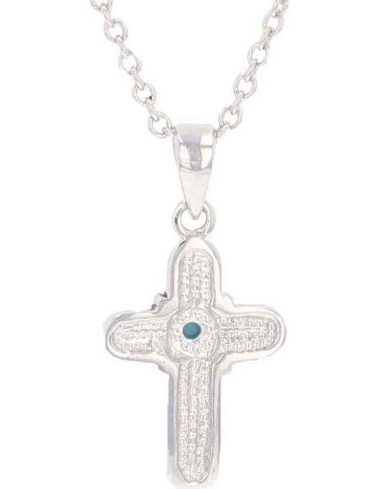 Montana Silversmiths Women's Feathered Cross Turquoise Center Necklace