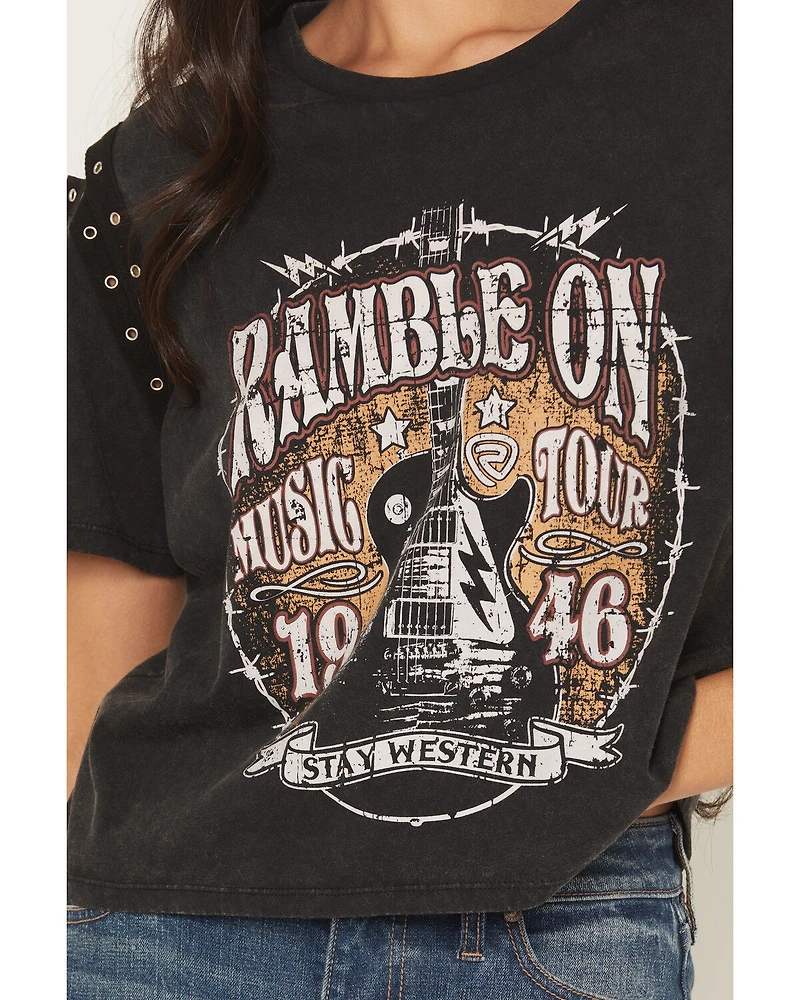 Rock & Roll Denim Women's Ramble On Short Sleeve Graphic Tee