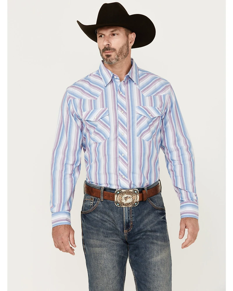 Wrangler 20X Men's Striped Print Long Sleeve Snap Stretch Western Shirt