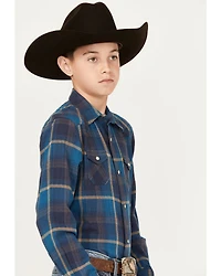 Ariat Boys' Harland Plaid Print Long Sleeve Snap Western Shirt