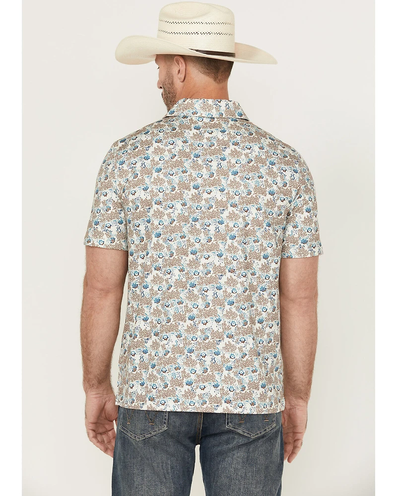 Panhandle Men's Cactus Print Short Sleeve Snap Performance Polo