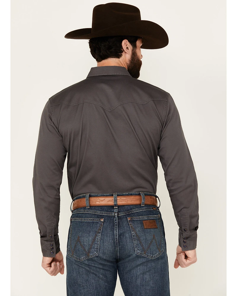 Blue Ranchwear Men's Rustler Solid Twill Long Sleeve Snap Stretch Western Work Shirt