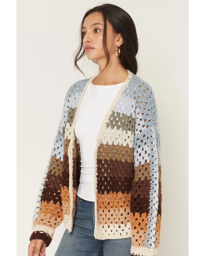 Elan Women's Stripe Crochet Cardigan