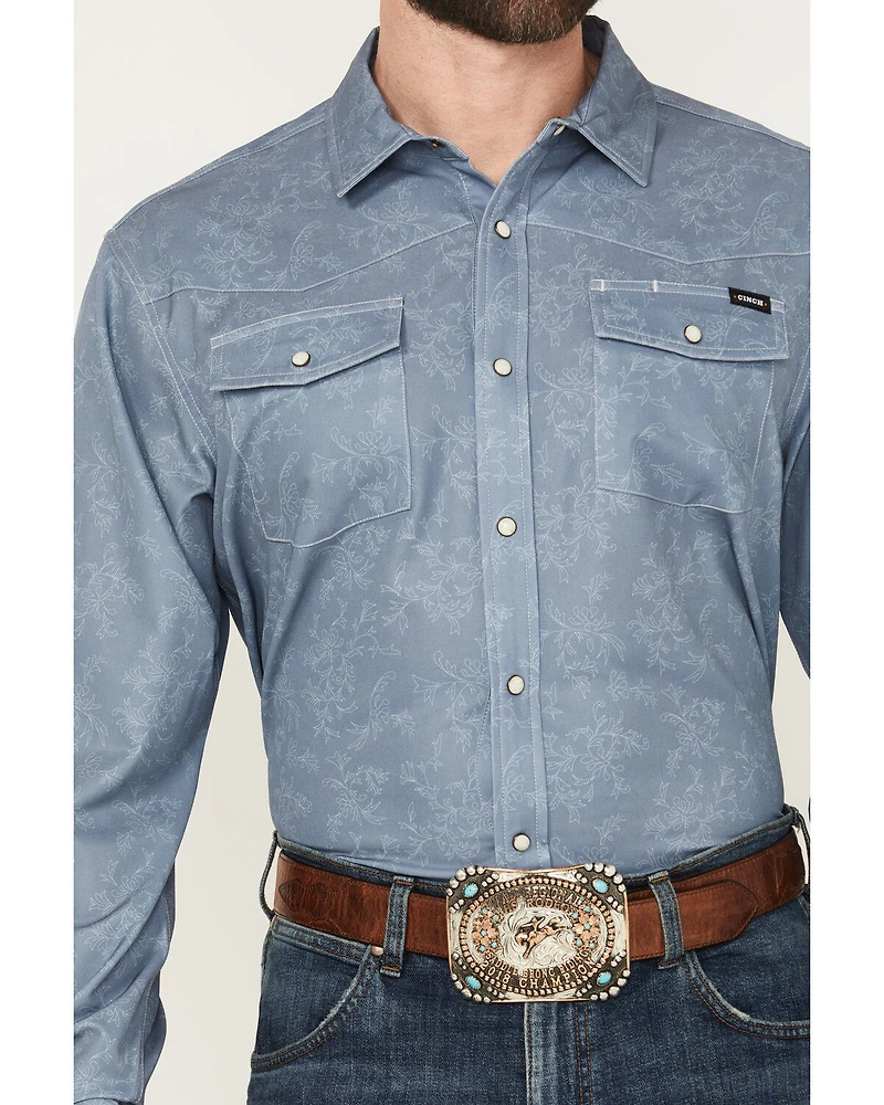 Cinch Men's Tonal Floral Long Sleeve Snap Performance Western Shirt