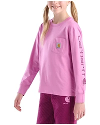 Carhartt Girls' Logo Long Sleeve Graphic Pocket Tee