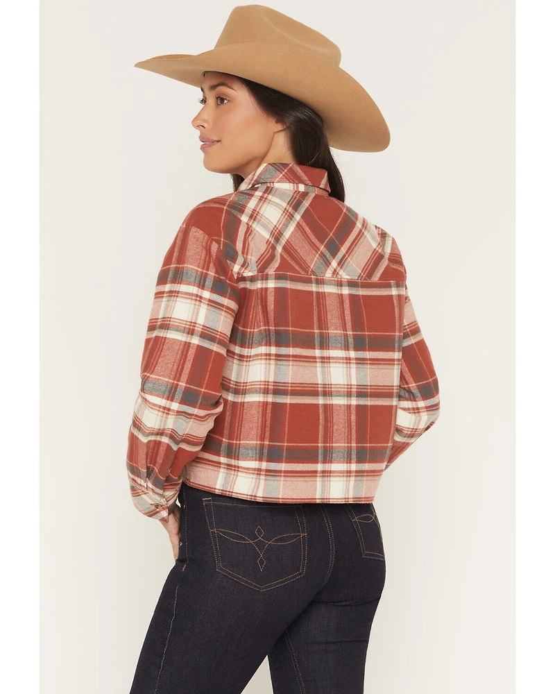 Shyanne Women's Pershing Plaid Print Long Sleeve Cropped Flannel Shirt