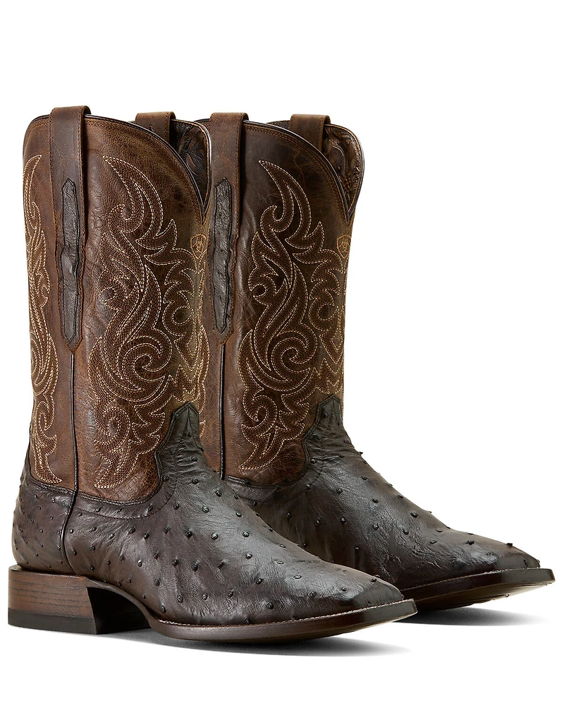 Ariat Men's Classic Cash Exotic Ostrich Western Boots - Broad Square Toe