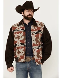 Cripple Creek Men's Brown Navajo Blanket Print Snap-Front Bomber Jacket