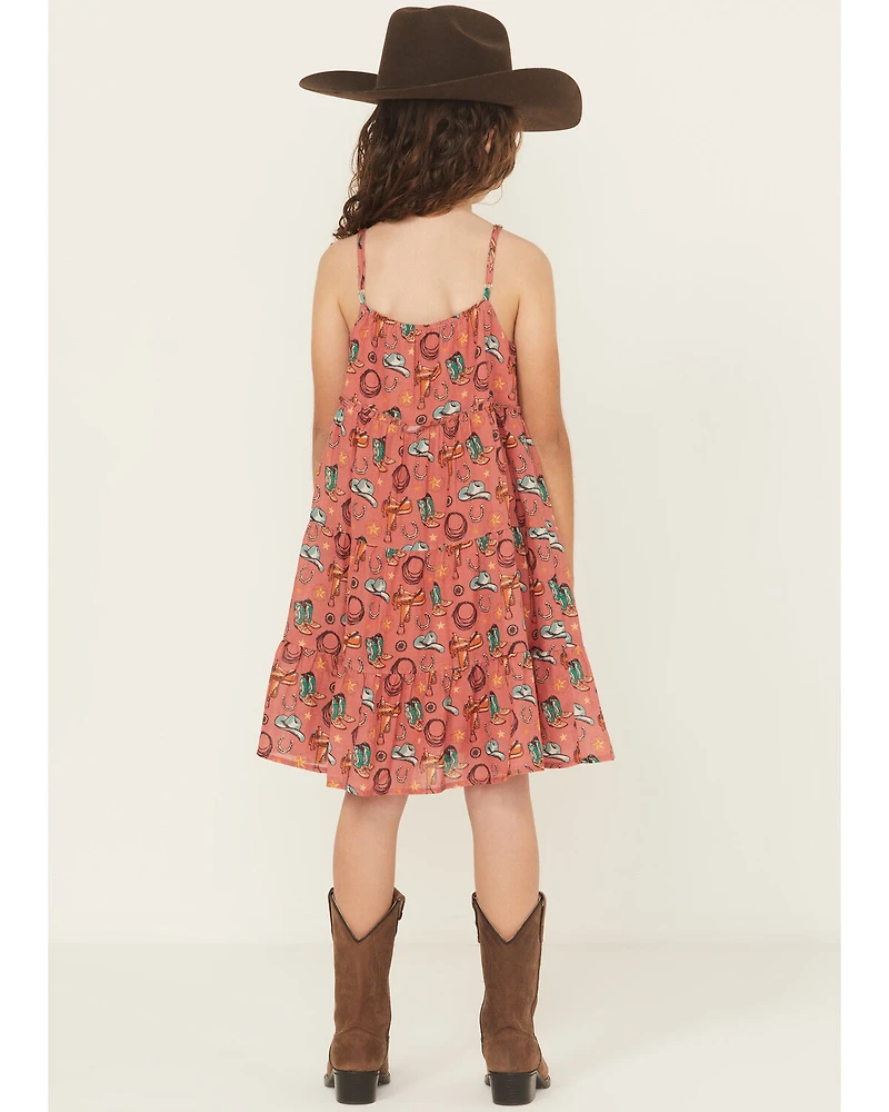 Rock & Roll Denim Girls' Conversational Print Sleeveless Dress