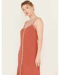 Idyllwind Women's Myrtle Embroidered Trim Maxi Dress