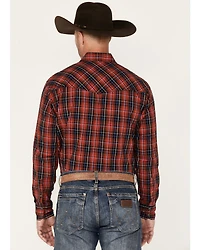 Wrangler Men's Plaid Print Long Sleeve Snap Western Shirt