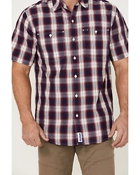 Resistol Men's Atlantis Ombre Plaid Print Short Sleeve Button Down Western Shirt